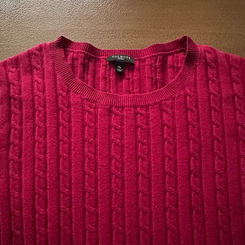 Talbots Red Sweater - Size Petite Medium 10% Wool - Picture 2 of 3